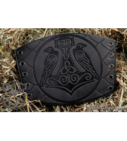 Leather  Bracers Thor's Hammer Mjolnir Scale design : a pair